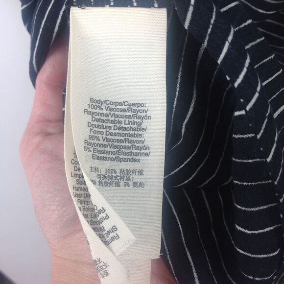 𝅺dkny Pure Black Striped Asymmetric Shirt Dress XS - Picture 7 of 7